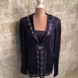 Vintage Donna Vinci Knit Embellished Sweater with Inset